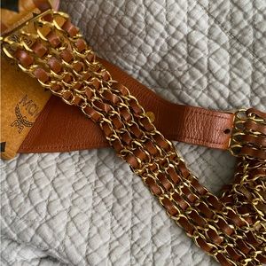 MCM vintage cognac gold belt bag